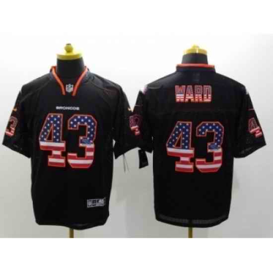 Nike Denver Broncos 43 T.J. Ward Black Elite USA Flag Fashion NFL Jersey